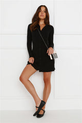 City Strolls Knit Long Sleeve Mini Dress Black
