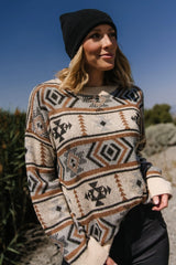 Conrad Knit Sweater | Tan Multi Print