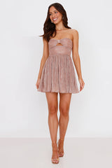 Glimmering Nights Strapless Mini Dress Rose Gold