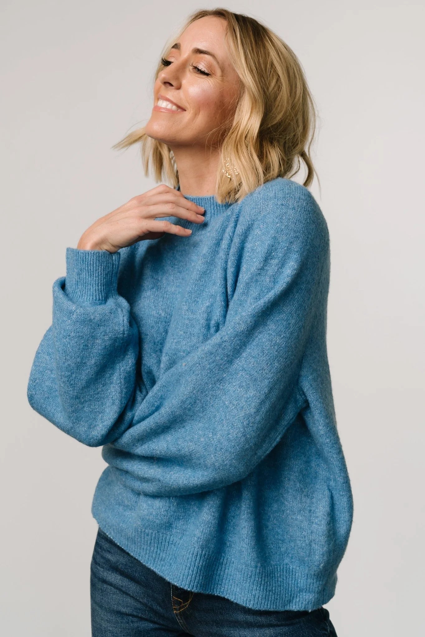 Bronson Mock Neck Sweater | Blue