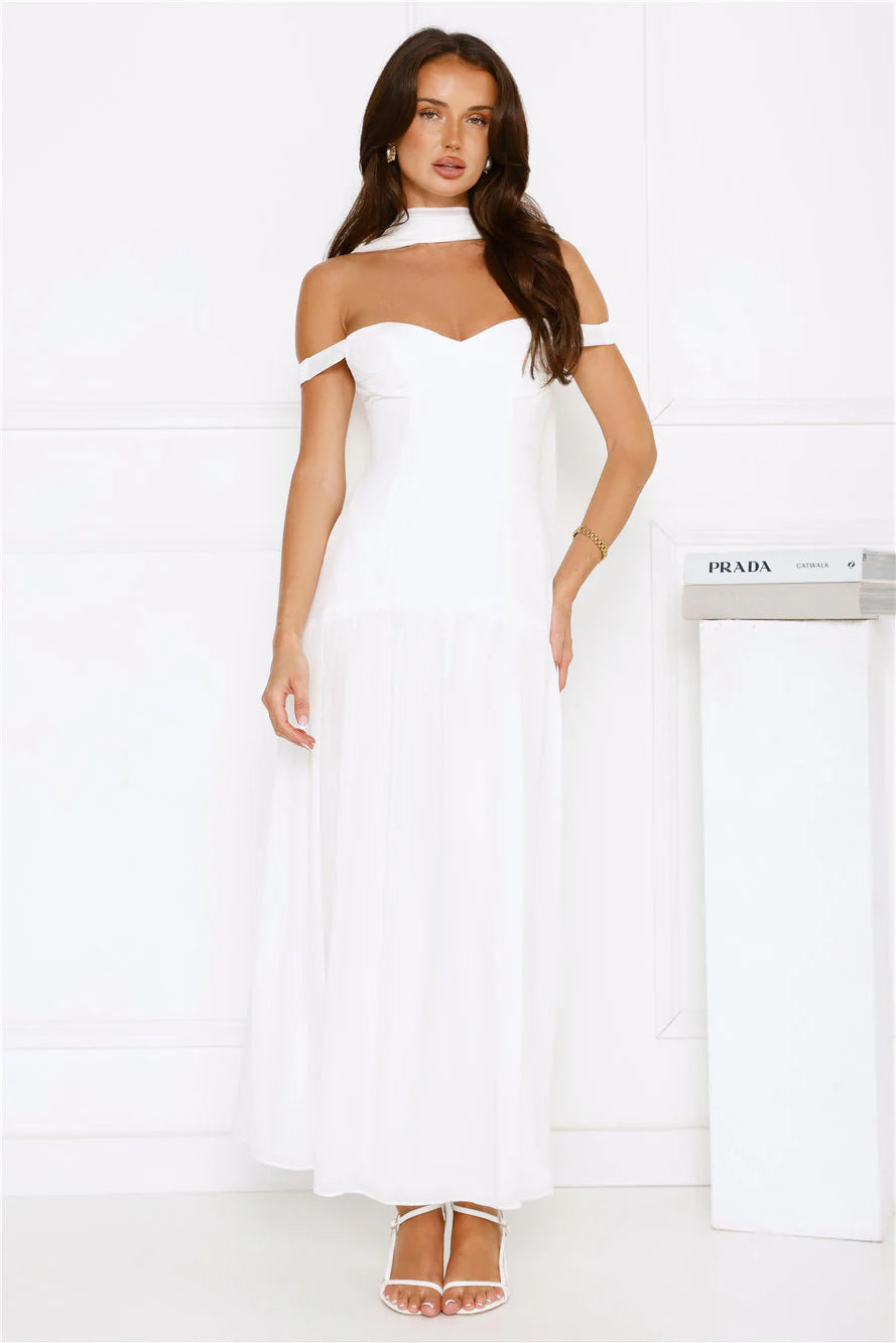 The Style Spotlight Off Shoulder Maxi Dress White