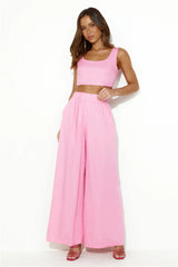 From The Sea Linen Crop Top Pink