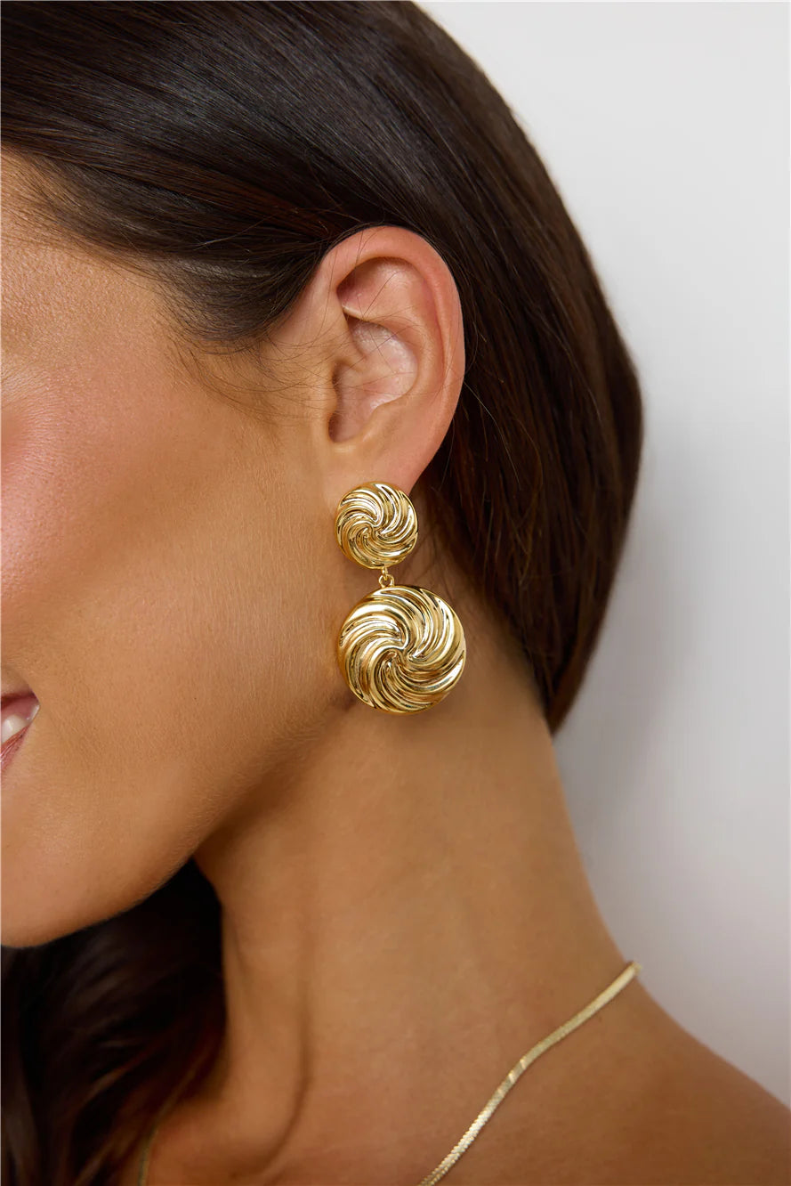 14k Gold Plated Candy Swirl Earrings Gold