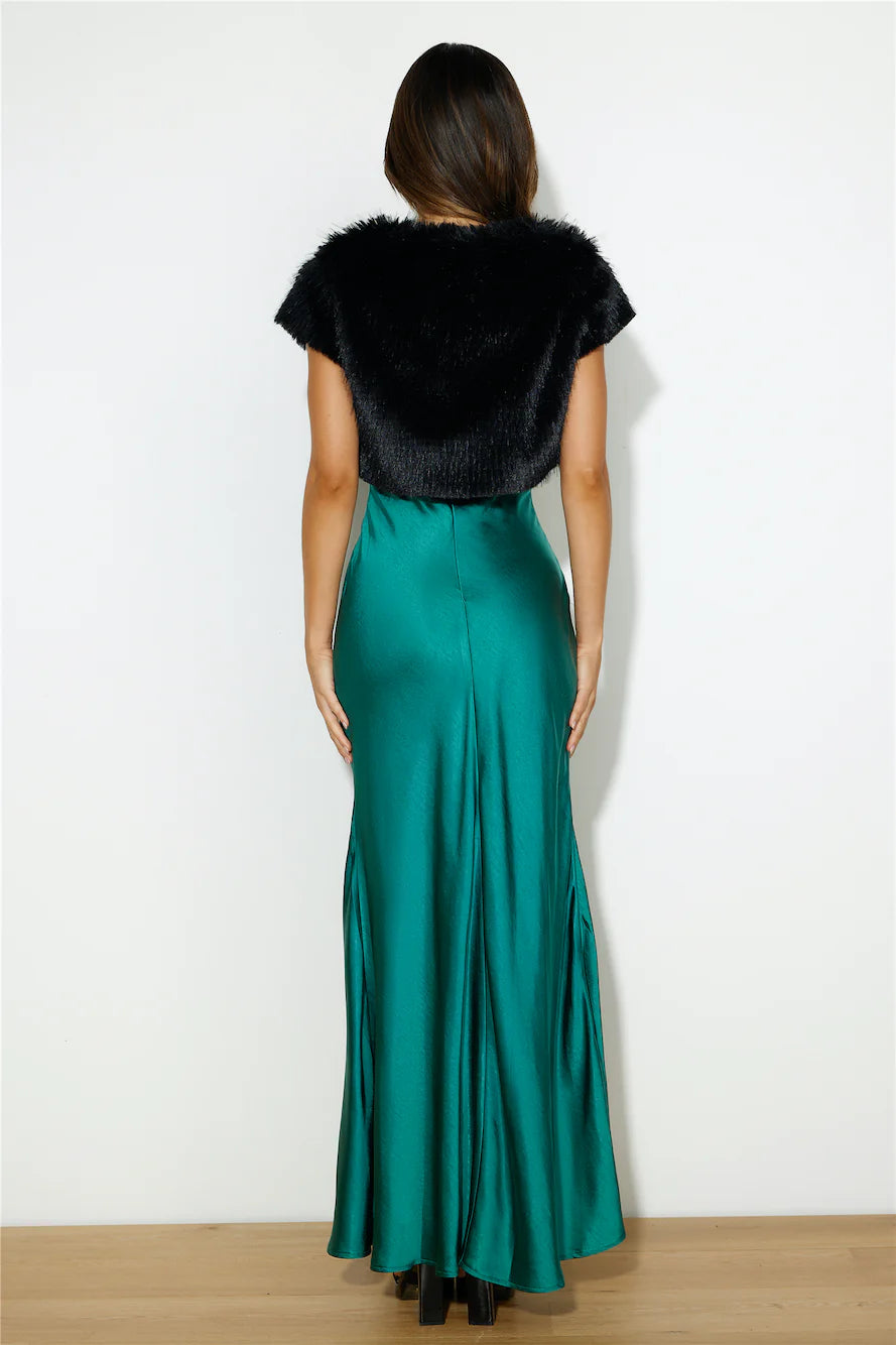 Cool Chill Cropped Faux Fur Vest Black