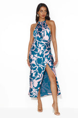 Get On This Level Halter Maxi Dress Blue
