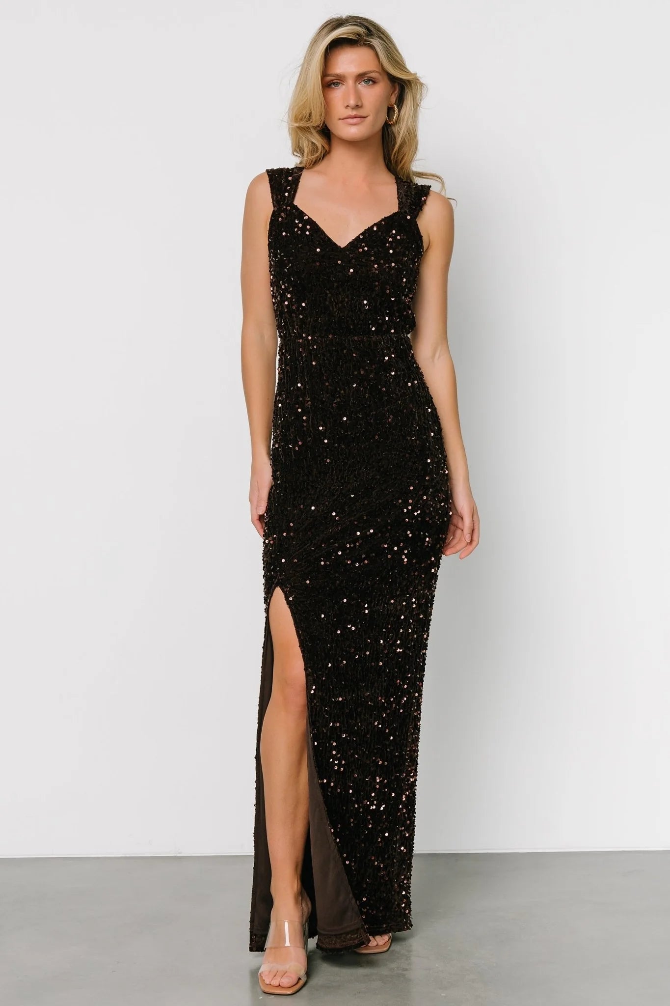 Marilyn Sequin Maxi Gown | Dark Brown