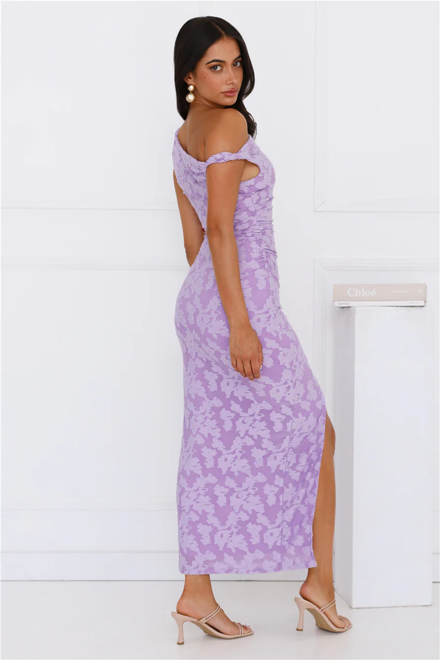 Favourable Off Shoulder Maxi Dress Purple