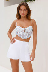 Festival In The Desert Lace Corset Crop Top Blue