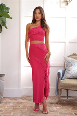 Try To Love Mesh Frill Crop Top Pink