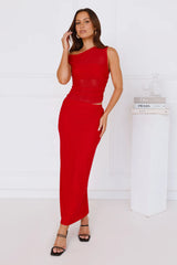 Surprise Parties Mesh Maxi Skirt Red