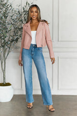 Valley Escape Faux Leather Jacket Pink