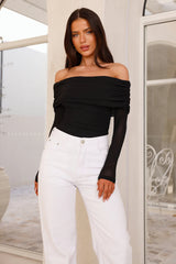 Chérie Off Shoulder Mesh Bodysuit Black