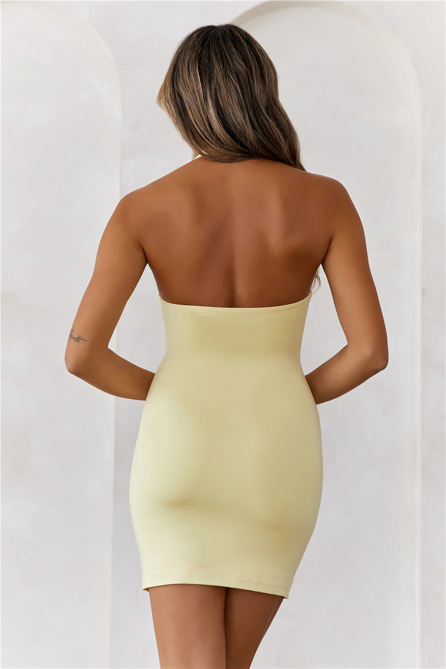 BASE  Going Viral Halter Mini Dress Yellow