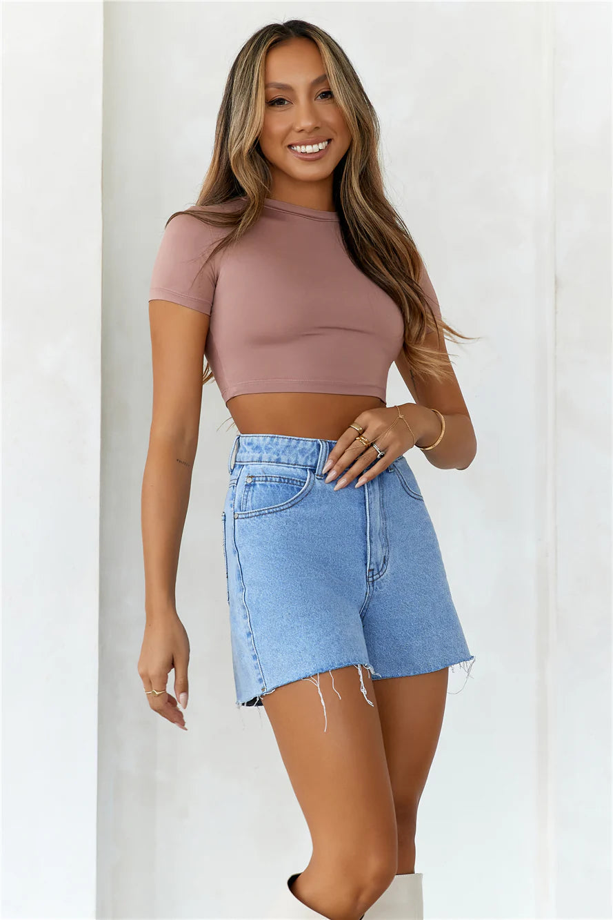 BASE Contour The Baby Tee Crop Top Mocha