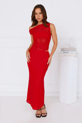 Surprise Parties Mesh Maxi Skirt Red
