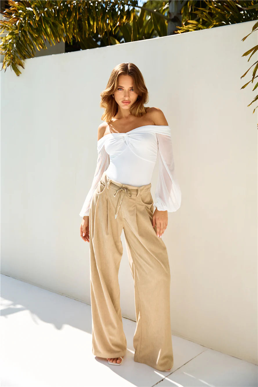 Fashionably Late Off Shoulder Mesh Bodysuit White