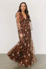 Layla Tulle Maxi Dress | Chestnut Floral