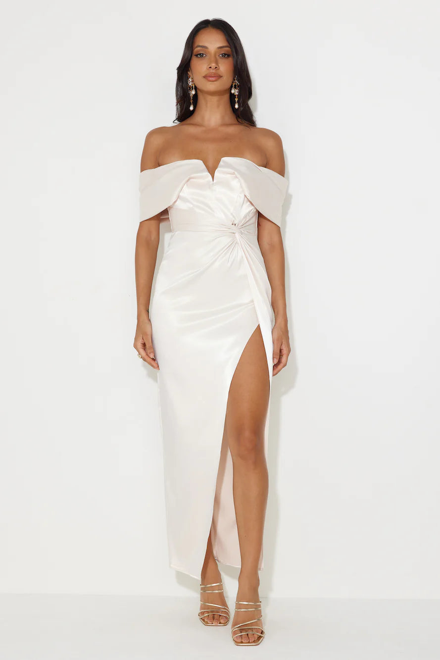 Formal Affair Satin Maxi Dress Pearl