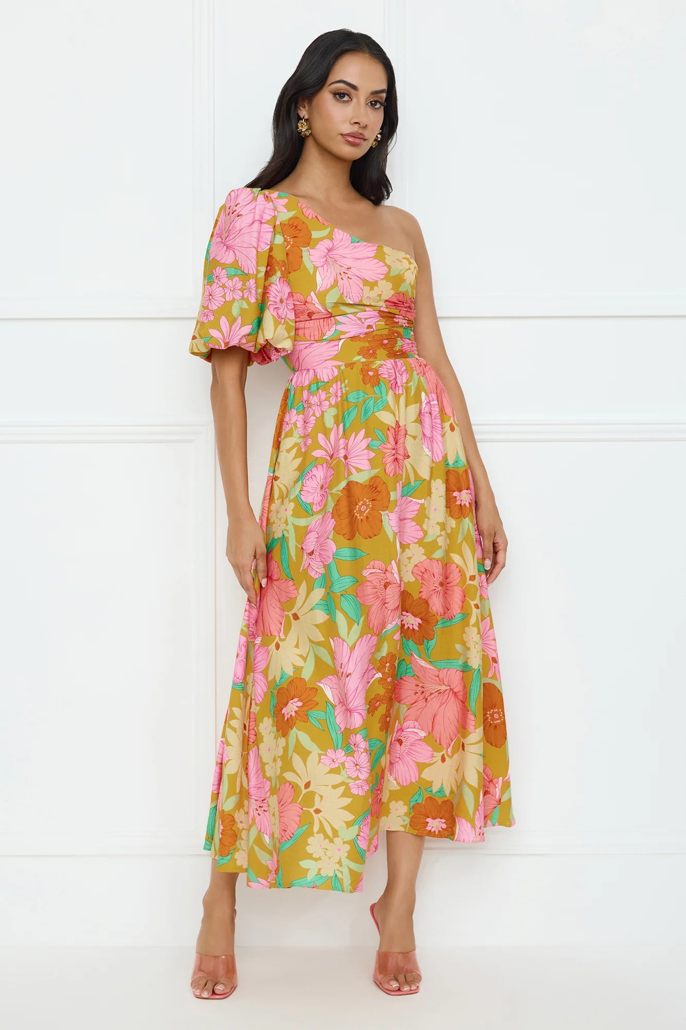 Coconut Crush One Shoulder Midi Dress Orange