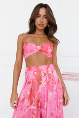 Forest Of Sun Mesh Crop Top Pink