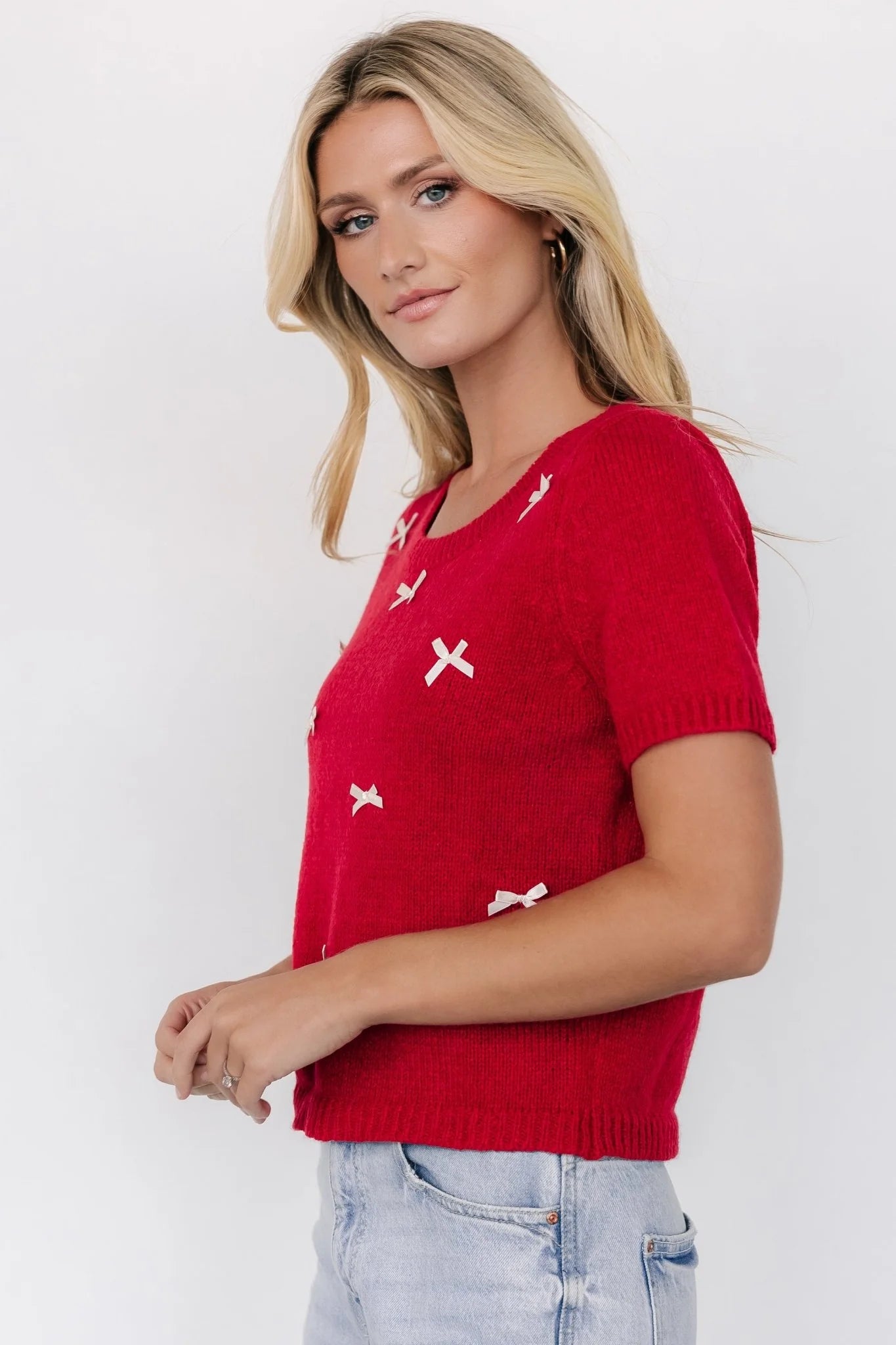 Chloe Bow Sweater | Red