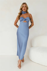 Trend Lover Satin Maxi Dress Blue