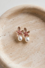 18k Gold Plated Daisy Diamond Flower Earrings Gold