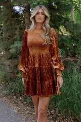 Kele Crushed Velvet Mini Dress | Light Copper