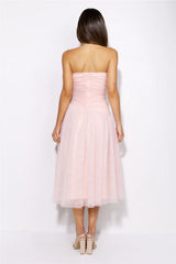 Glass Castle Tulle Midi Dress Pink