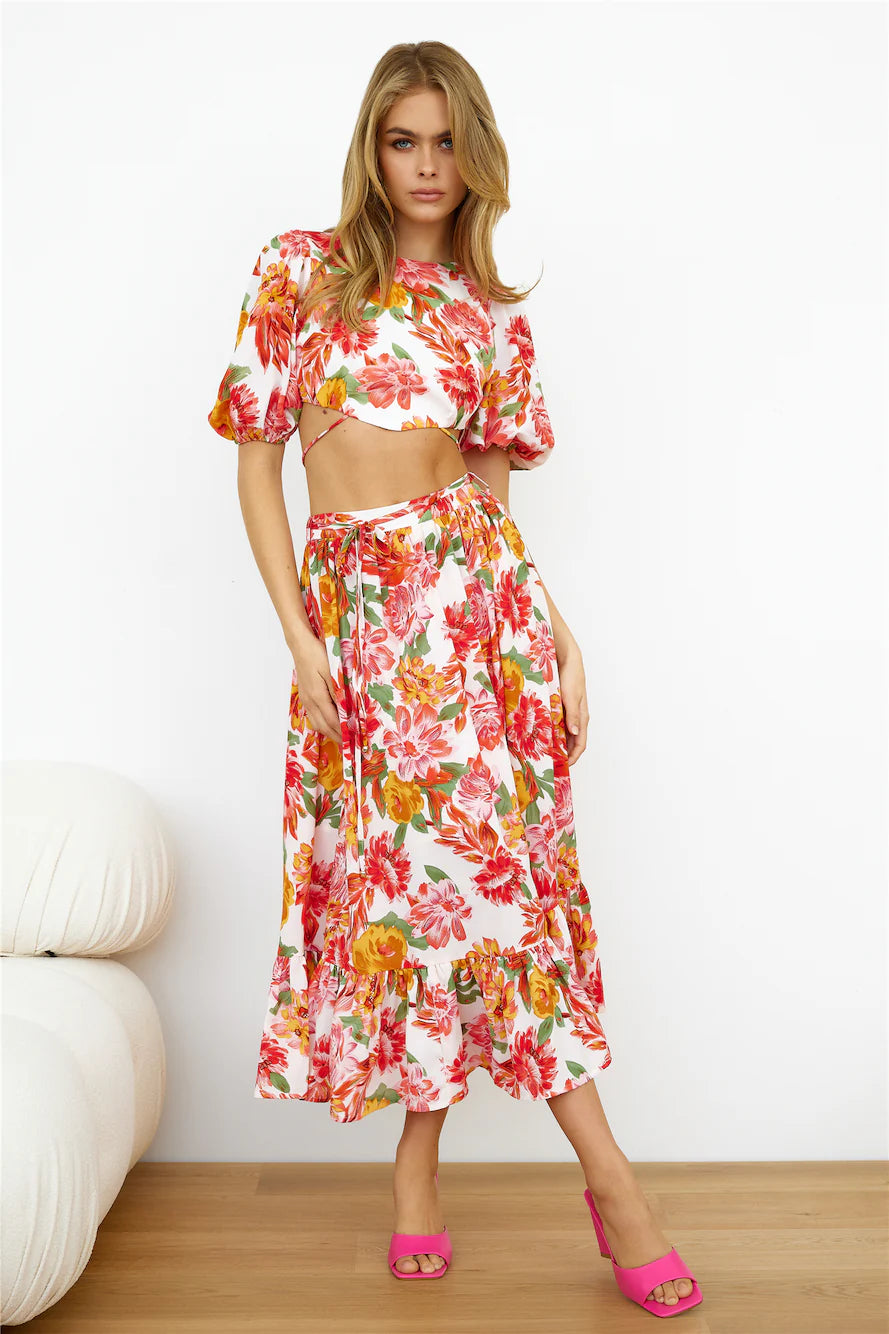 Vacay Mode Midi Skirt Pink