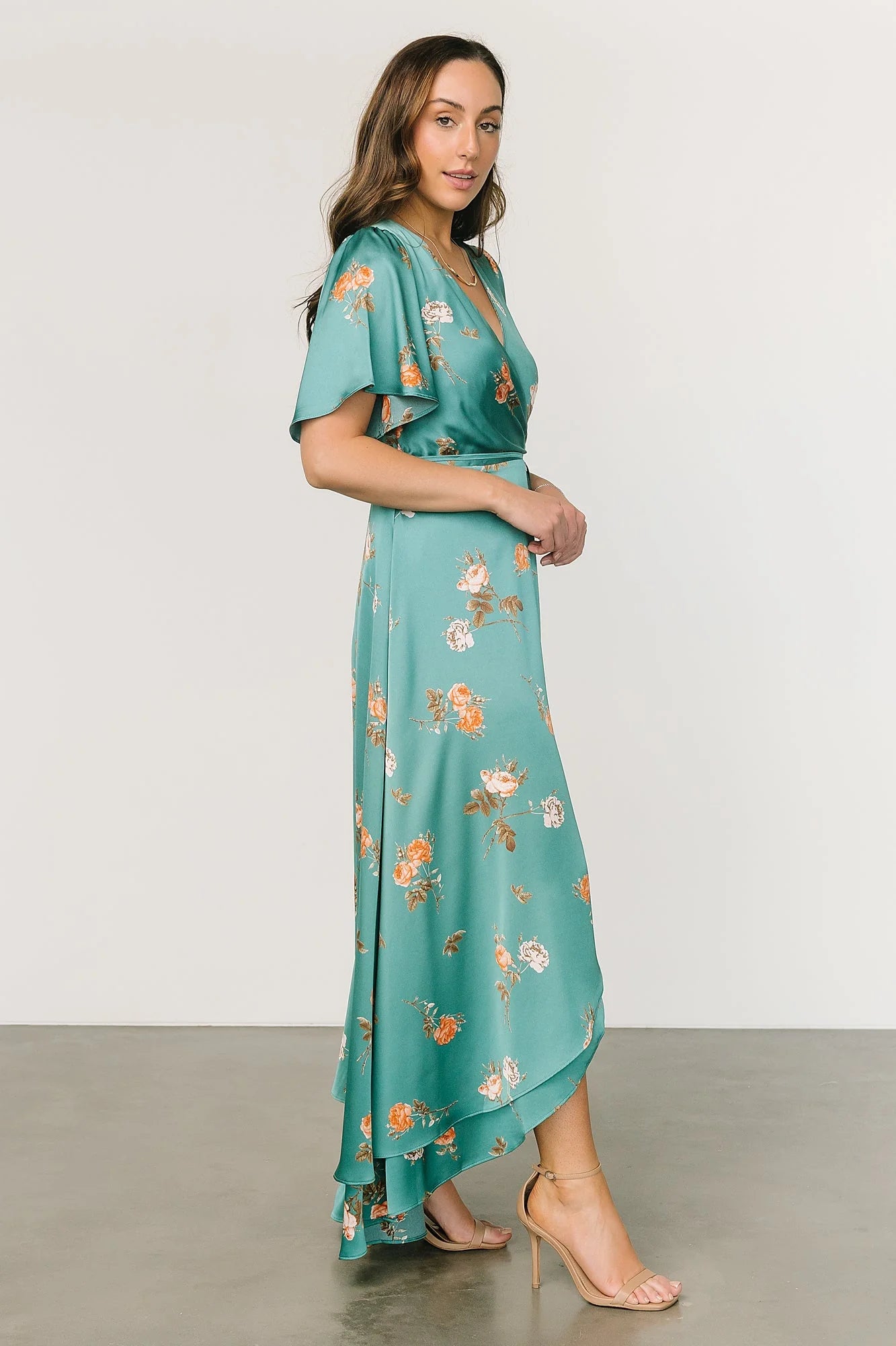 Amara Wrap Dress | Green + Coral Floral