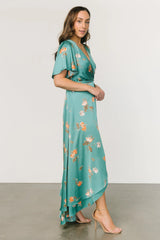 Amara Wrap Dress | Green + Coral Floral