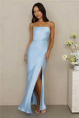 The Violetta Satin Maxi Dress Blue