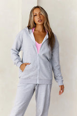 BASE Zip Up Los Angeles Hoodie Grey Marle