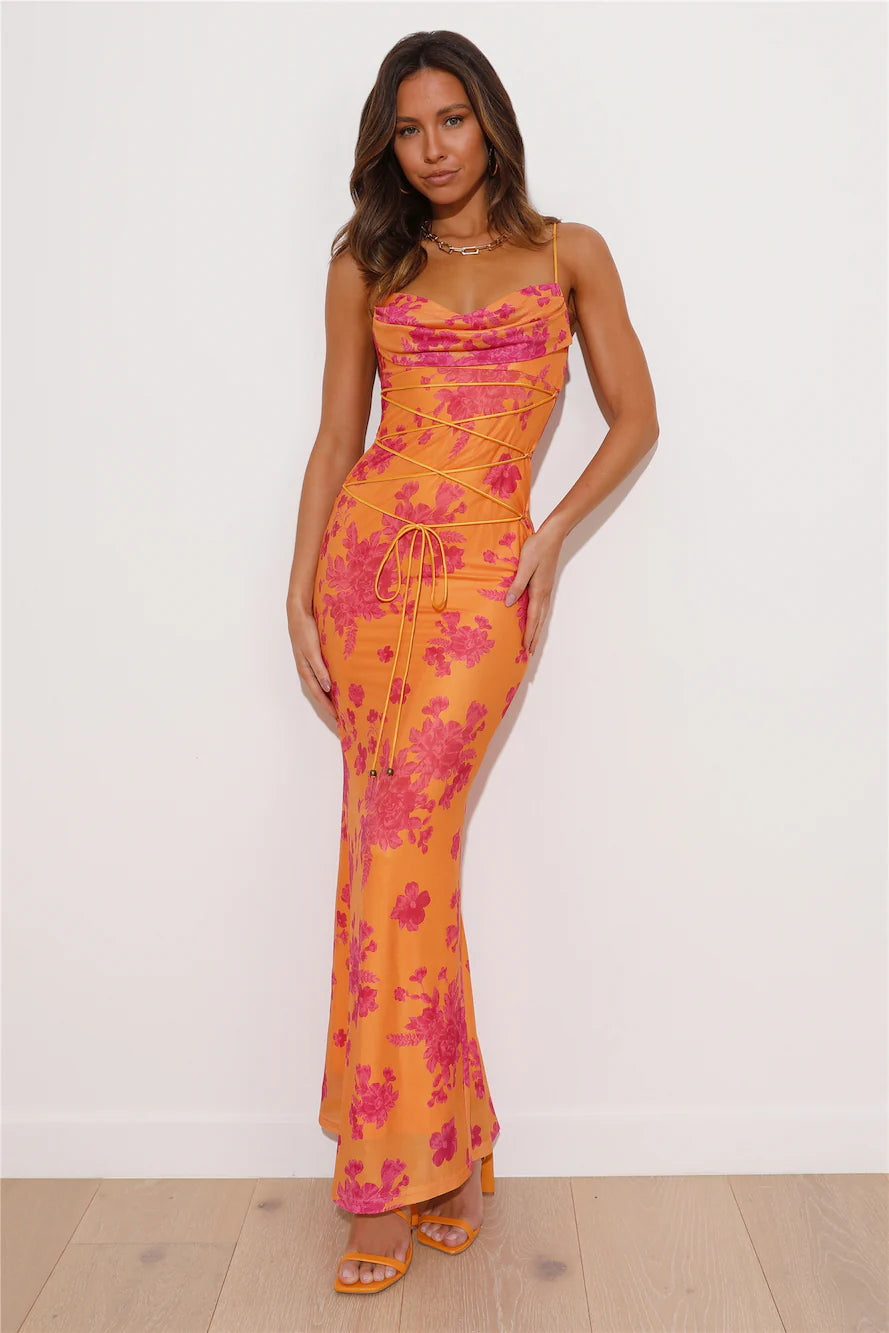 Best Bits Mesh Maxi Dress Orange