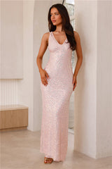 Glittering Magic Sequin Maxi Dress Pink