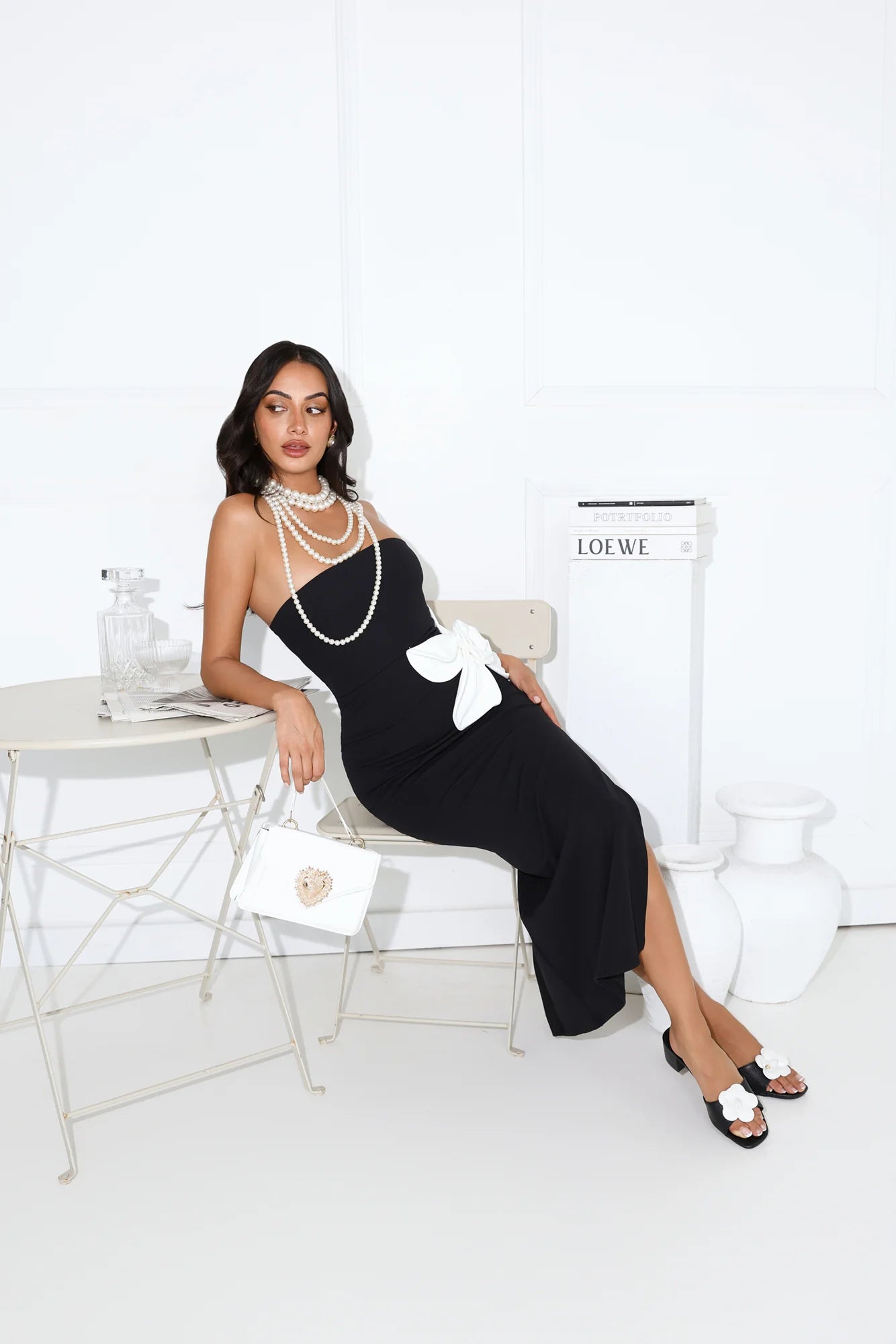 Elisandra Strapless Midi Dress Black