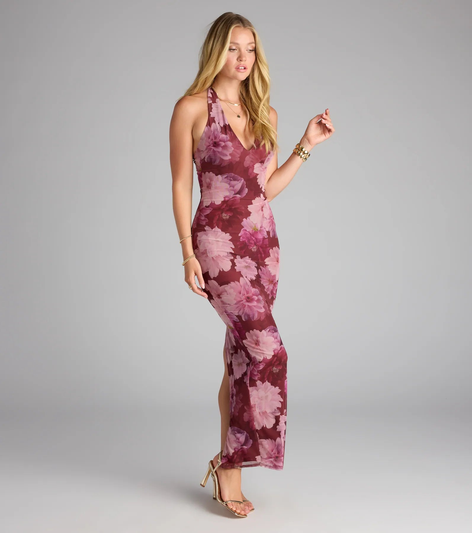 Meet Me In Floral Mesh Maxi Dress