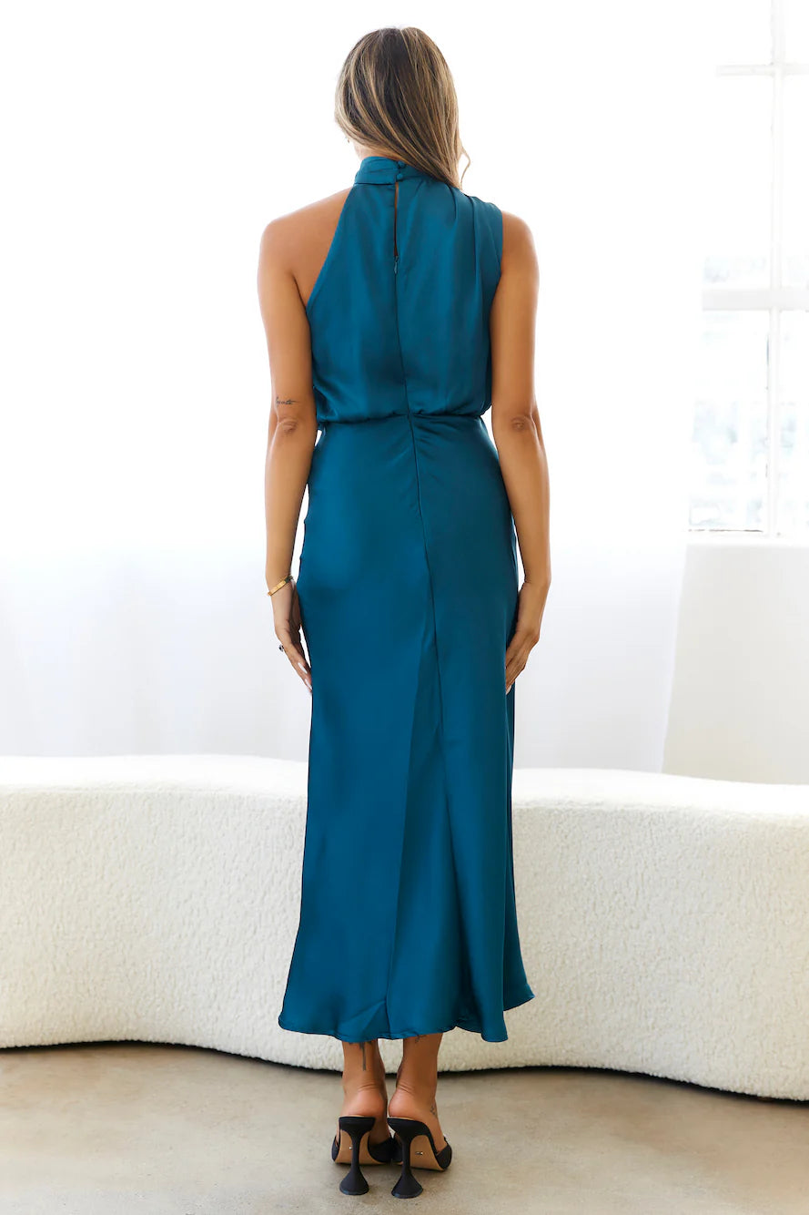 Switch Over Satin Maxi Dress Teal