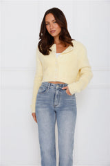 Fuzzy Feelings Knit Cardigan Yellow