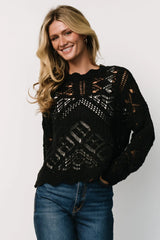 Roseburg Knit Sweater Top | Black