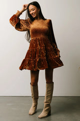Kele Crushed Velvet Mini Dress | Light Copper