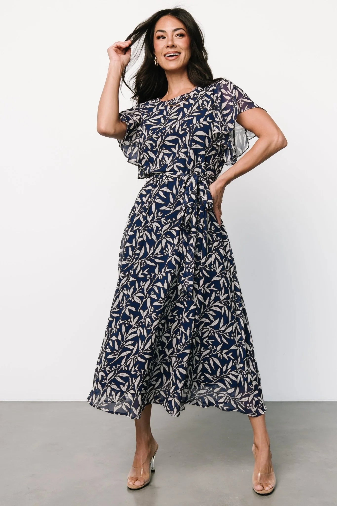 Laurel Midi Dress | Blue + Gray Floral