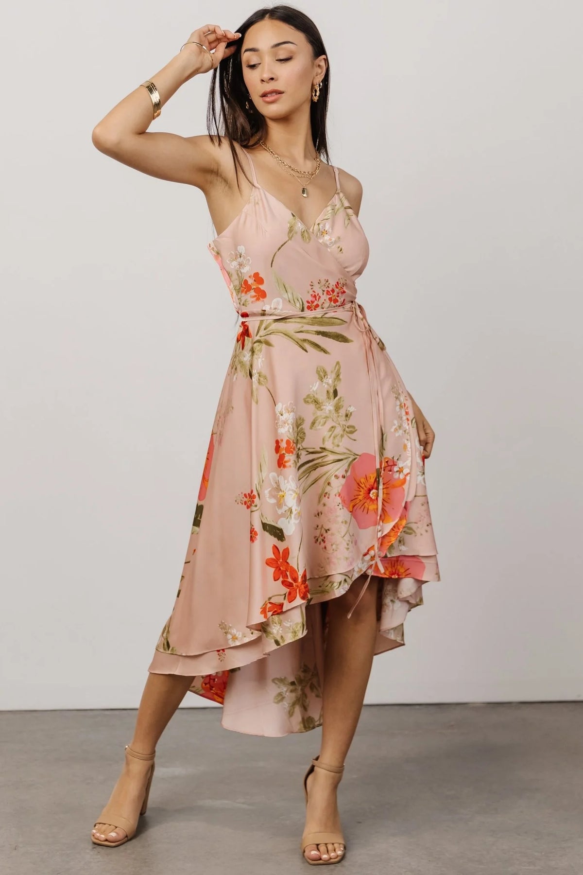 Steffi Tulip Wrap Dress | Pink Multi Floral