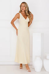 Butter Love Satin Maxi Dress Yellow