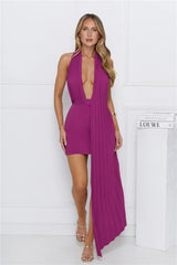 Well Hello There Halter Mini Dress Berry