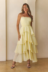 Always The Moment Strapless Maxi Dress Yellow