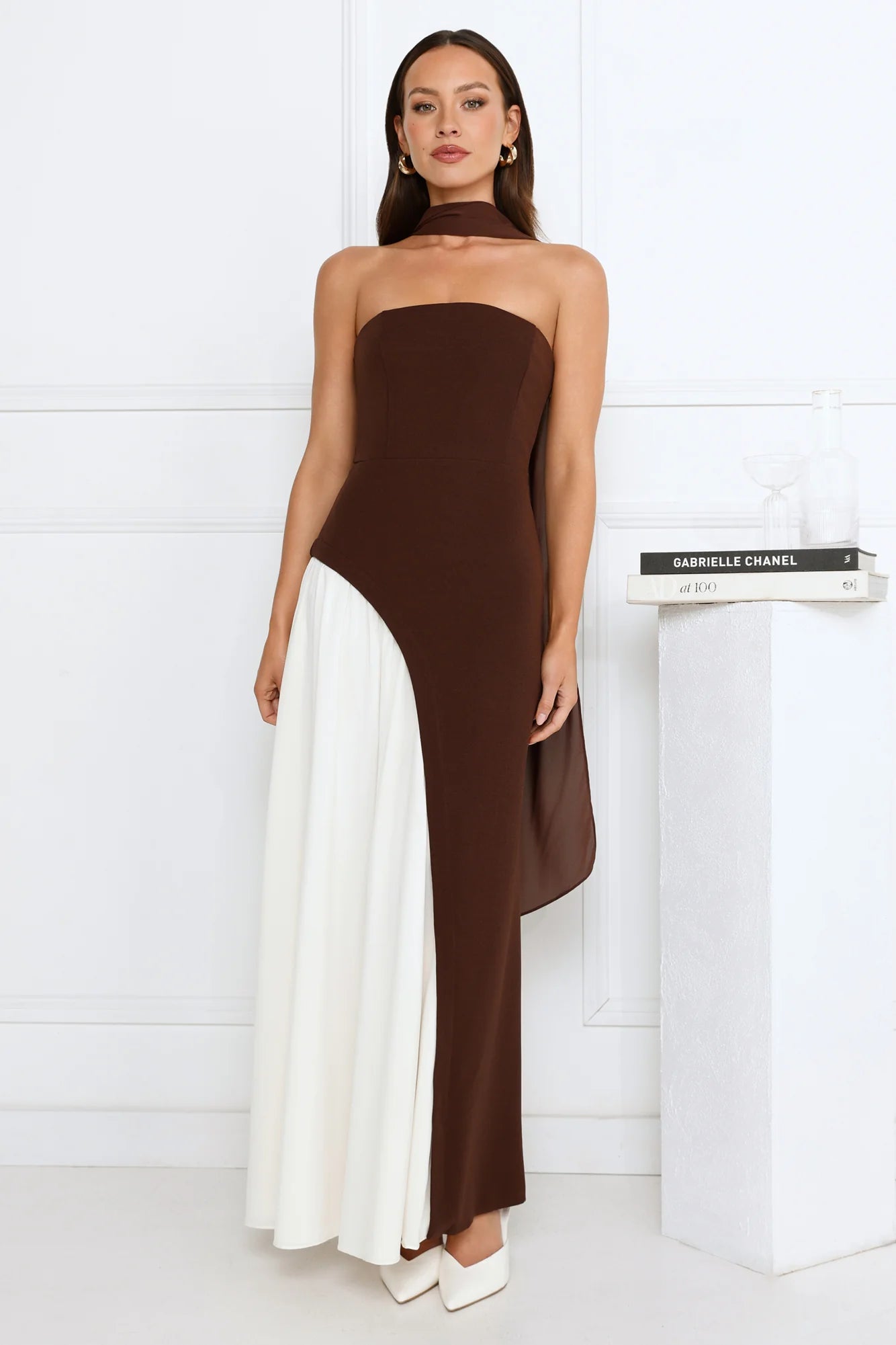 Darling Society Strapless Maxi Dress Brown