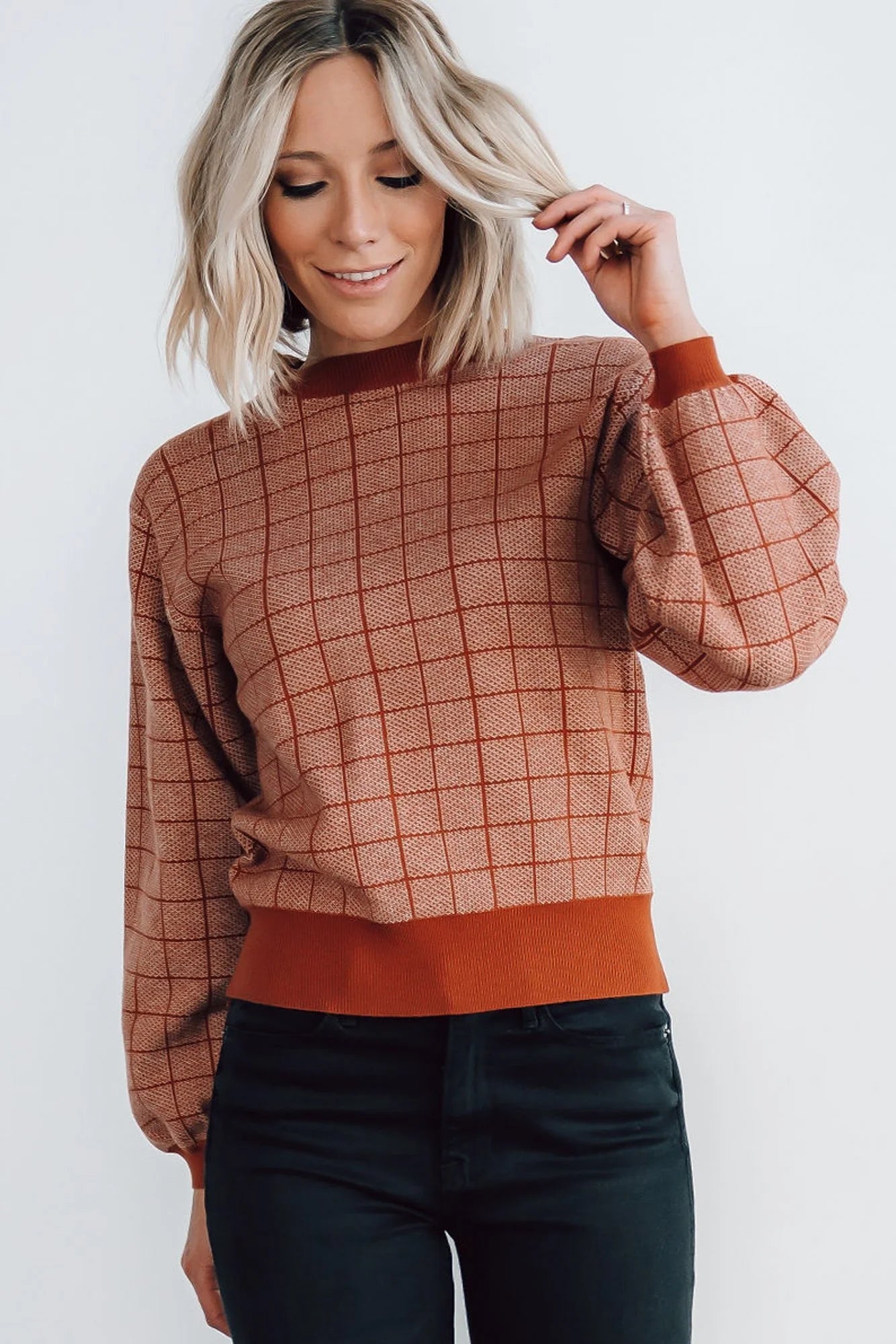 Ryland Bubble Sleeve Sweater | Rust