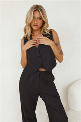 Warmest Island Linen Blend Vest Top Black